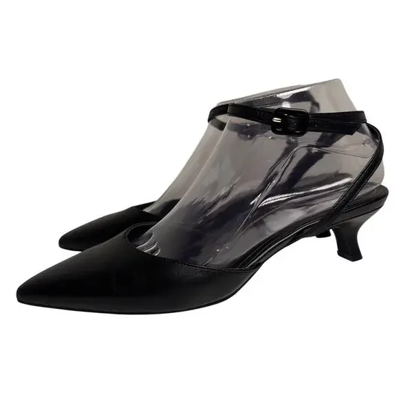 Vionic Womens Jacynda Black Kitten Heels Shoes Sz 8 Ankle Strap Pointed Toe EUC - Picture 2 of 16